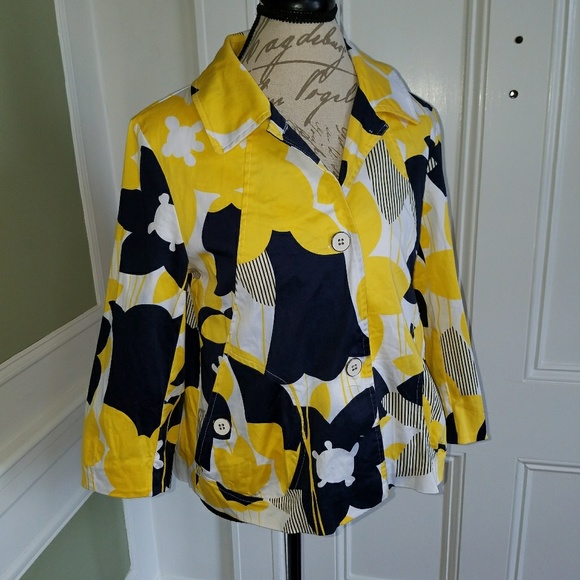 SOLD Erin London yellow, navy & white blazer - Picture 7 of 7